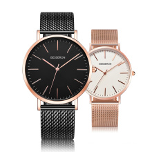 Popular style minimalist watch couple High quality Leisure ODM/OEM couple mesh watch for lady and man couple watch lovers